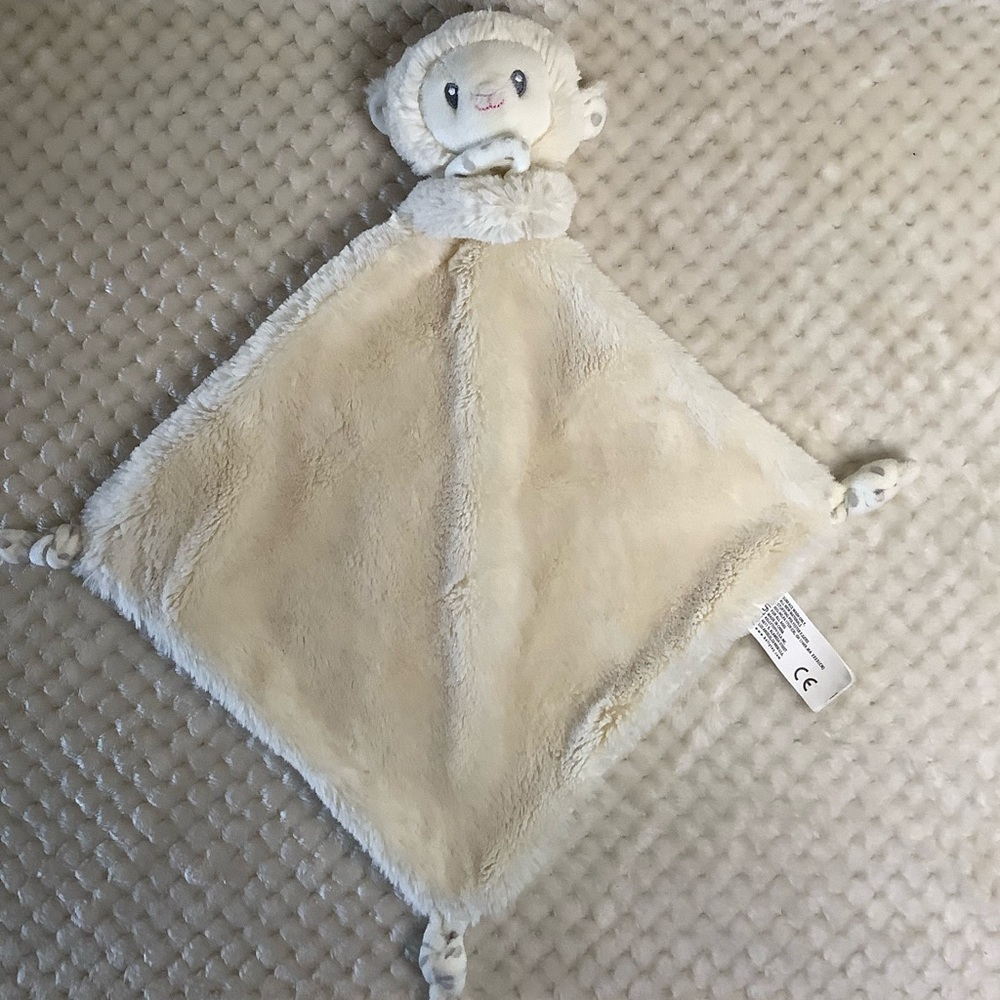 Kellytoy Soft Cream Lamb Rattle Lovey Security Blanket Comfort Toy Knotted